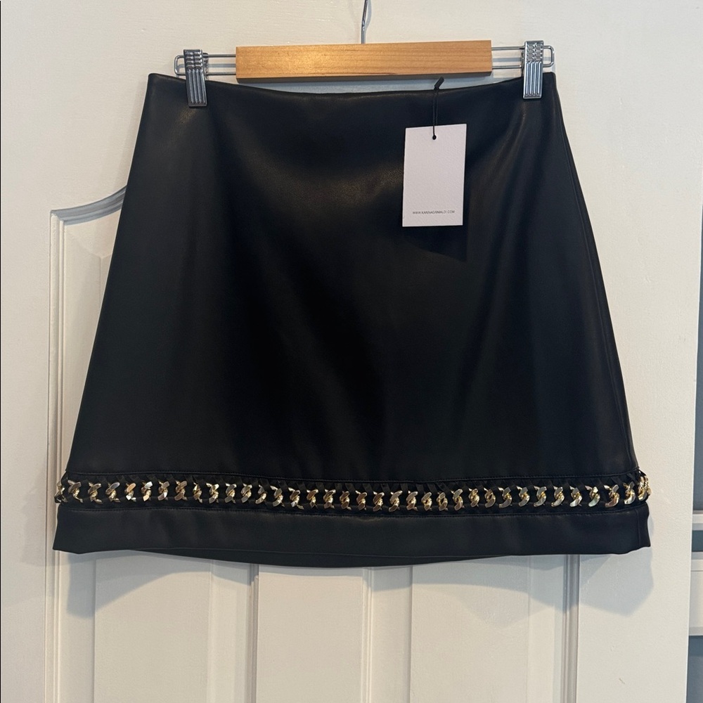Black Mini Skirt with Gold Chain Detail